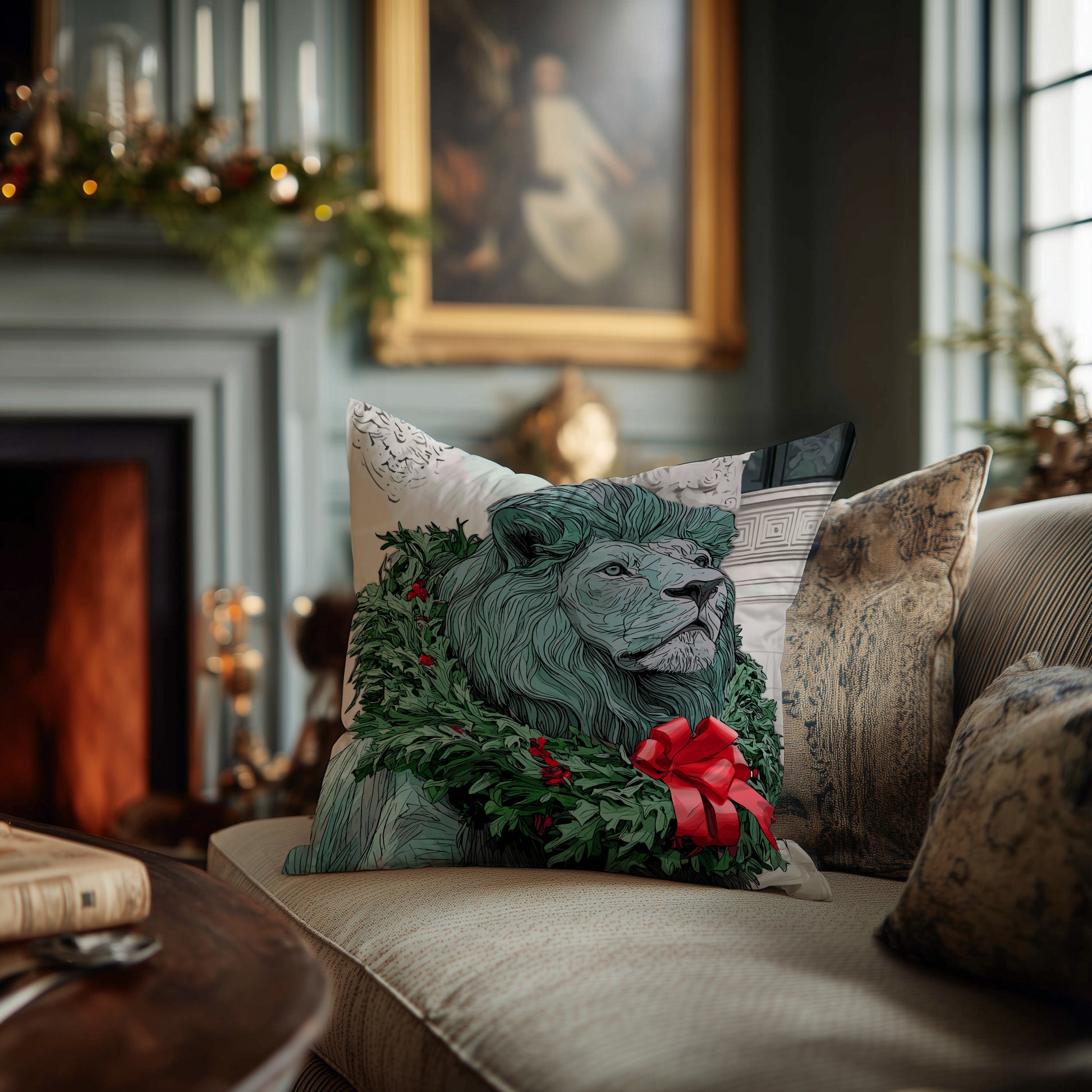 Chicago Art Institute Lion Pillow by Third Coast Pillows