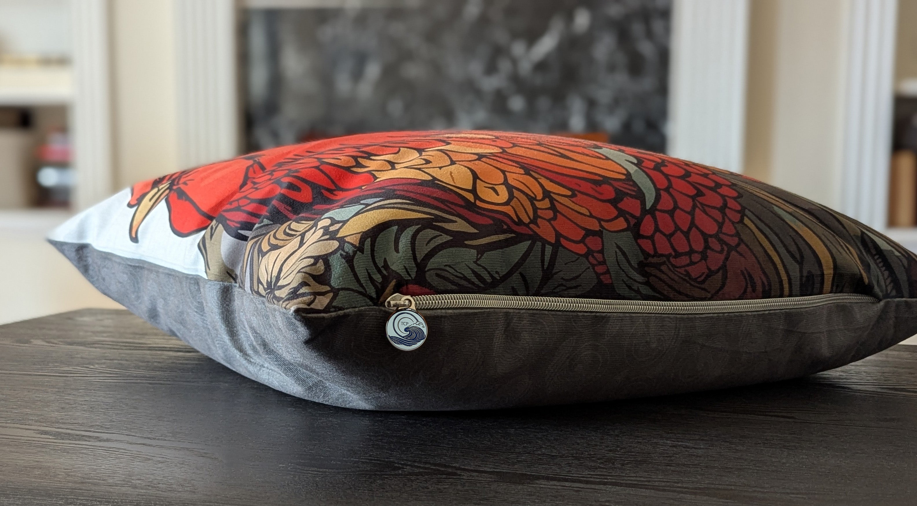 Heavy Duty Zipper and Enameled Pull on a Third Coast Pillow