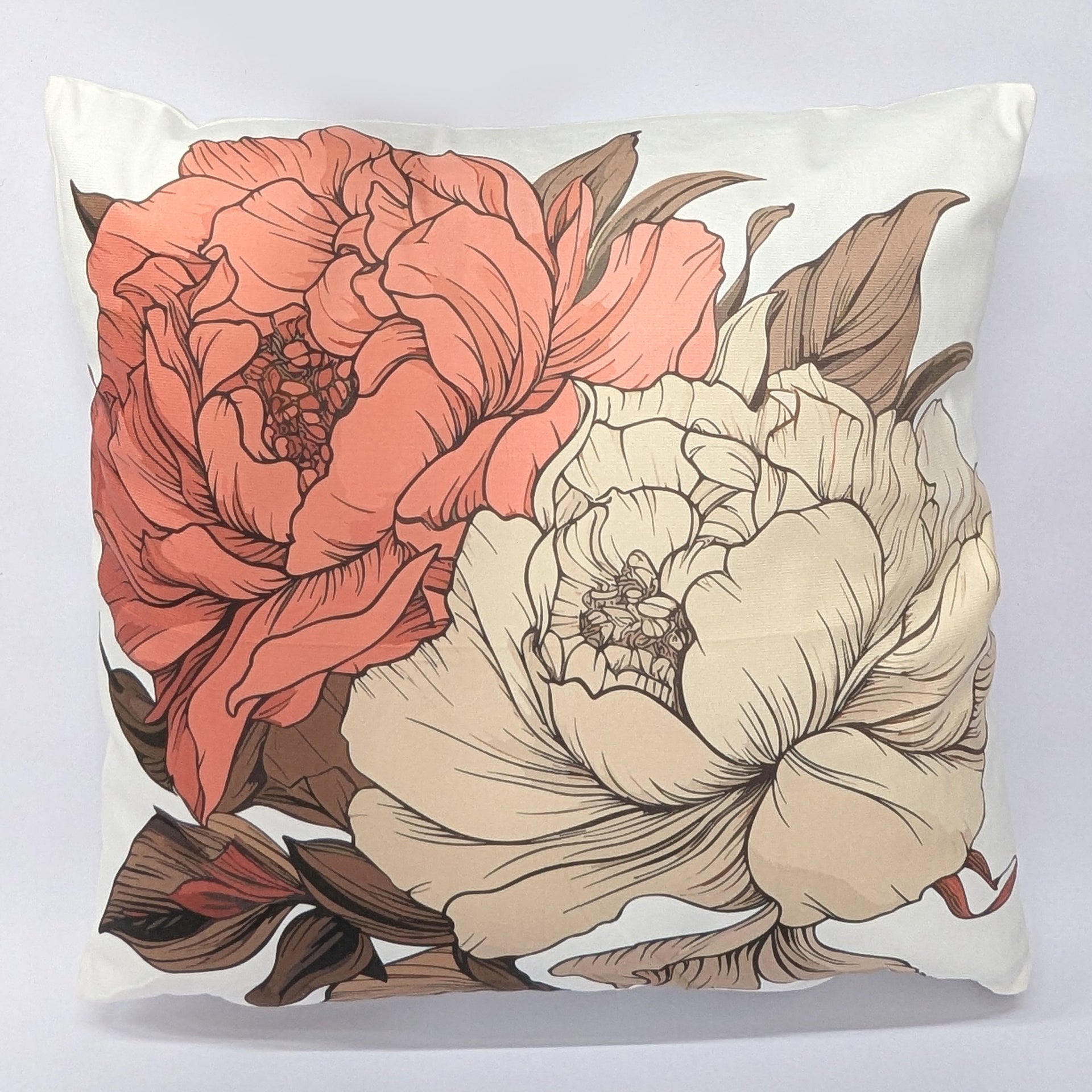 Botanical Pillow featuring the State Flower of Indiana the Peony by Third Coast Pillows