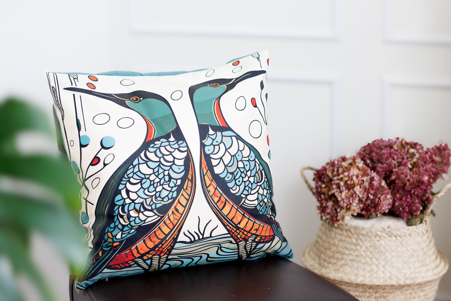Loons Pillow Mid-Century Modern Design